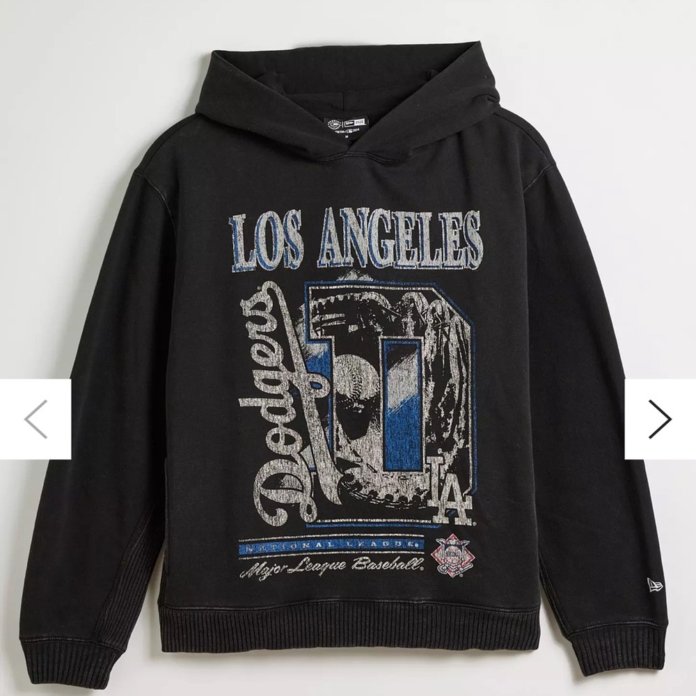 New Era Los Angeles Dodgers Black Pullover Hoodie with Blue & White Graphic